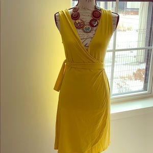 Stunning Yellow Stretch Wrap Dress - never worn